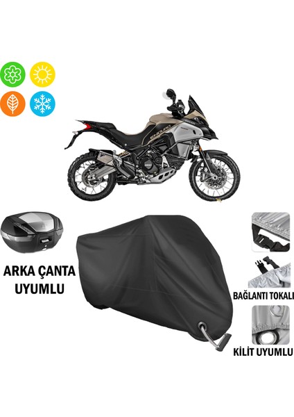 Ducati Multistrada 1200 Enduro Motosiklet Branda Arka Çanta, Tokalı ve Kilit Uyumlu Siyah