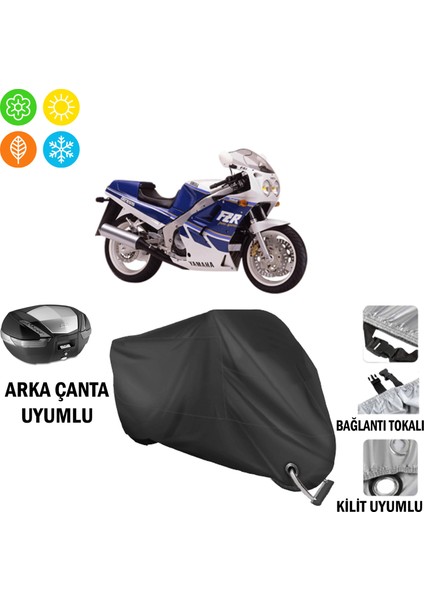 Yamaha Fzr 1000 Motosiklet Brandası Arka Çanta, Tokalı ve Kilit Uyumlu Siyah