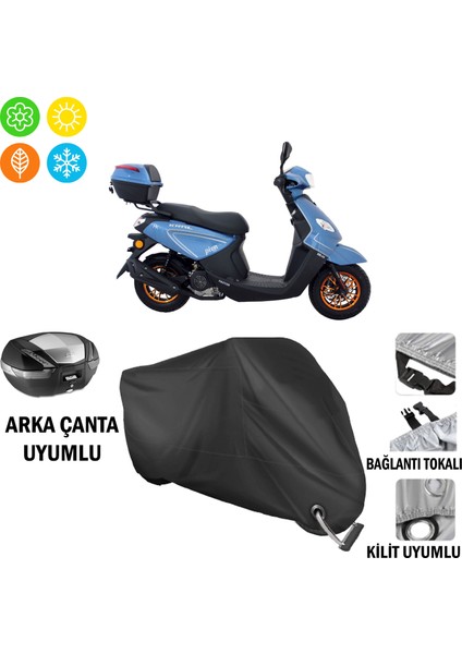Kral Motor Kr-44 Pion 50 Motosiklet Brandası Arka Çanta, Tokalı ve Kilit Uyumlu Siyah