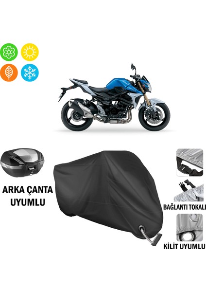 Suzuki Gsr 750 Motosiklet Brandası Arka Çanta, Tokalı ve Kilit Uyumlu Siyah