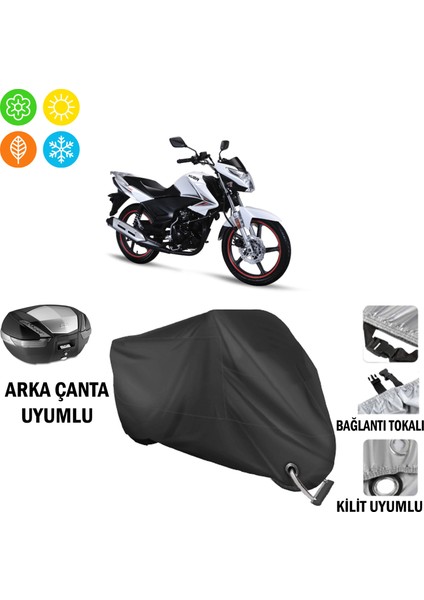 Kuba Pars Motosiklet Brandası Arka Çanta, Tokalı ve Kilit Uyumlu Siyah