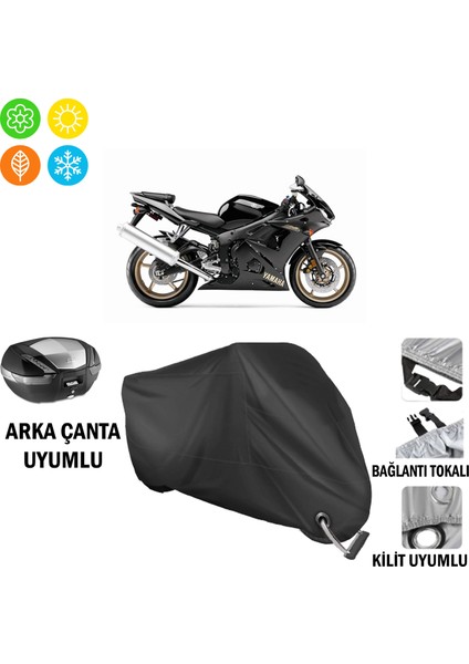 Yamaha Yzf R6S Motosiklet Brandası Arka Çanta, Tokalı ve Kilit Uyumlu Siyah