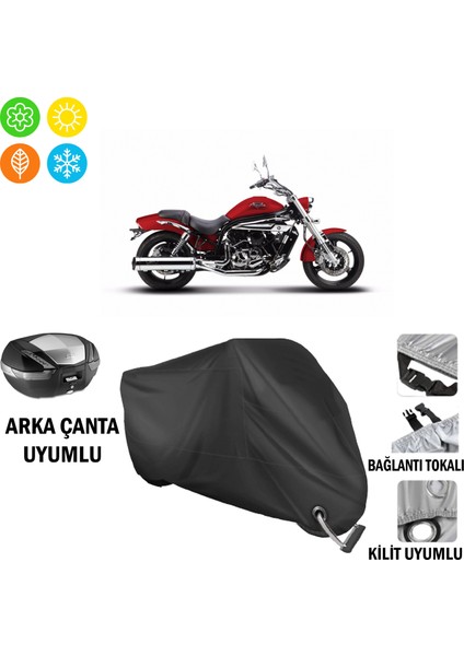 Hyosung Gv 650 Motosiklet Brandası Arka Çanta, Tokalı ve Kilit Uyumlu Siyah