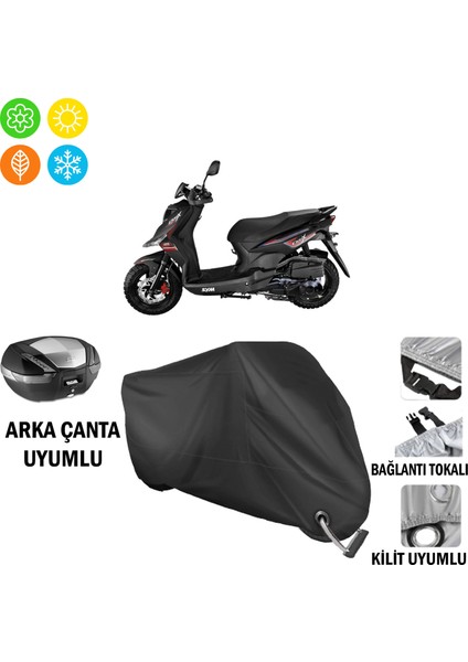 Sym Crox 125 Motosiklet Brandası Arka Çanta, Tokalı ve Kilit Uyumlu Siyah