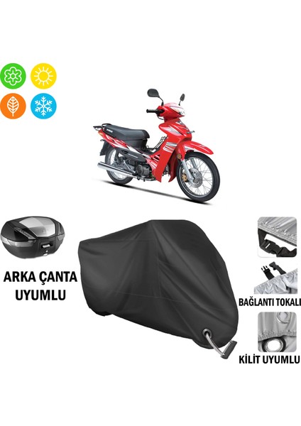 Suzuki Best 110 Motosiklet Brandası Arka Çanta, Tokalı ve Kilit Uyumlu Siyah