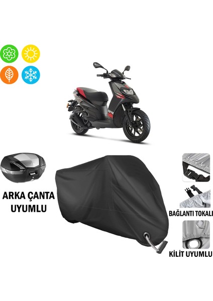 Aprilia Sr 125 Motosiklet Brandası Arka Çanta, Tokalı ve Kilit Uyumlu Siyah