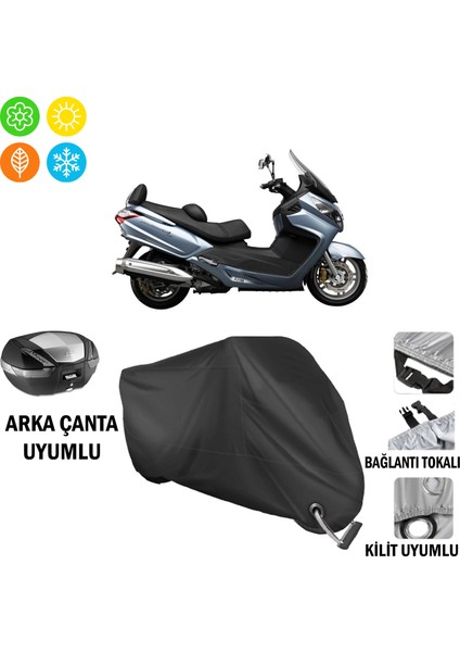 Sym Maxsym 600I Abs Motosiklet Brandası Arka Çanta, Tokalı ve Kilit Uyumlu Siyah