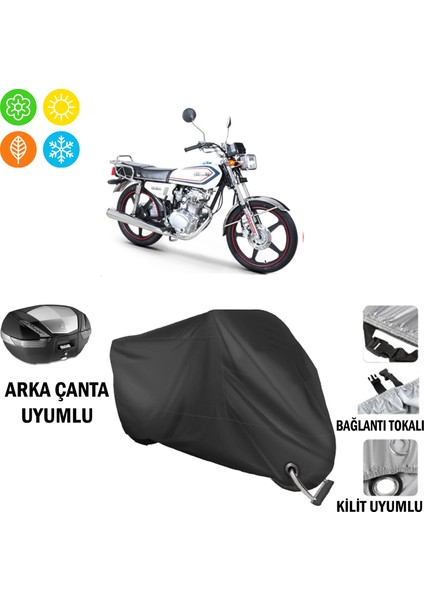 Kuba KM125-6 Motosiklet Brandası Arka Çanta, Tokalı ve Kilit Uyumlu Siyah