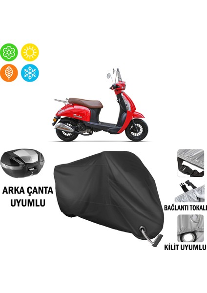 Kanuni Pony 50 Motosiklet Brandası Arka Çanta, Tokalı ve Kilit Uyumlu Siyah