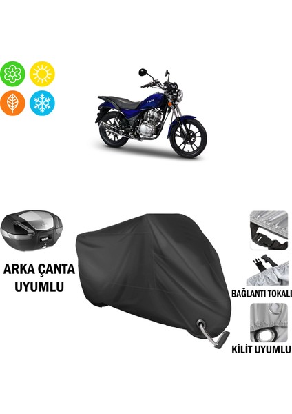 Motoran Fabio 150 Motosiklet Brandası Arka Çanta, Tokalı ve Kilit Uyumlu Siyah