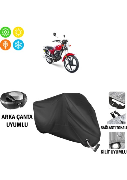 Yuki Yk 100-2A Apollo Motosiklet Brandası Arka Çanta, Tokalı ve Kilit Uyumlu Siyah