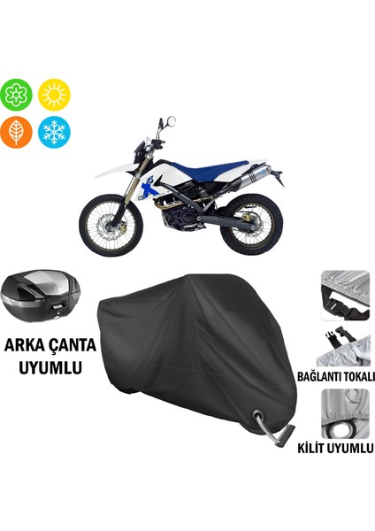 Bmw G 650 x Challenge Motosiklet Brandası Arka Çanta, Tokalı ve Kilit Uyumlu Siyah