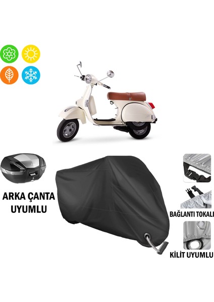 Lml Star 4 Motosiklet Brandası Arka Çanta, Tokalı ve Kilit Uyumlu Siyah