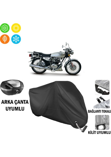 Kuba Filinta 100 Motosiklet Brandası Arka Çanta, Tokalı ve Kilit Uyumlu Siyah