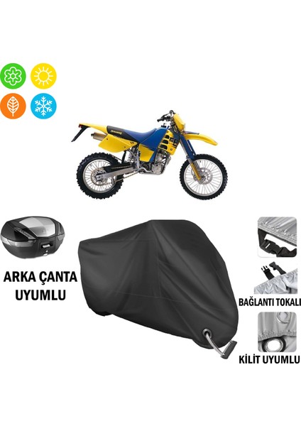 Husaberg Fe 400 Motosiklet Brandası Arka Çanta, Tokalı ve Kilit Uyumlu Siyah