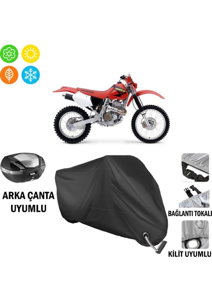 Honda Xr 400 R Motosiklet Brandası Arka Çanta, Tokalı ve Kilit Uyumlu Siyah