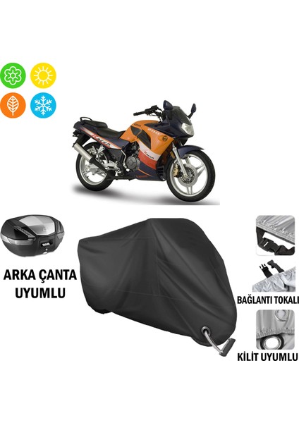 Kanuni Racer 200 S Motosiklet Brandası Arka Çanta, Tokalı ve Kilit Uyumlu Siyah