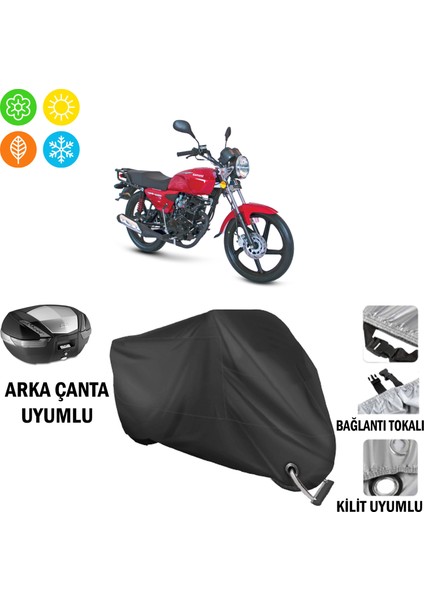 Kanuni Breton S Motosiklet Brandası Arka Çanta, Tokalı ve Kilit Uyumlu Siyah