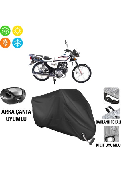 Arora Ar 50-30 Motosiklet Brandası Arka Çanta, Tokalı ve Kilit Uyumlu Siyah
