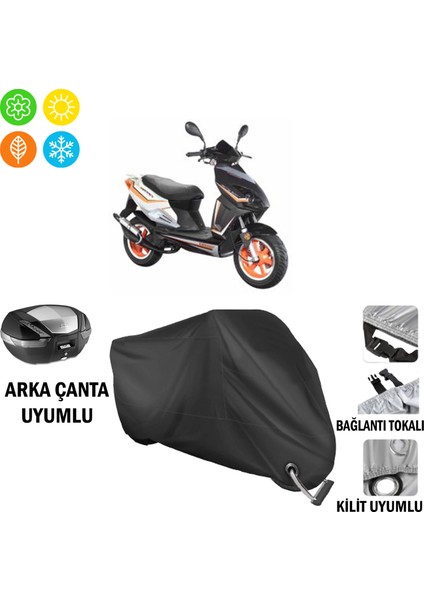 Keeway Matrix 150 Motosiklet Brandası Arka Çanta, Tokalı ve Kilit Uyumlu Siyah