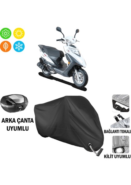 Stmax Lindy 50 Motosiklet Brandası Arka Çanta, Tokalı ve Kilit Uyumlu Siyah