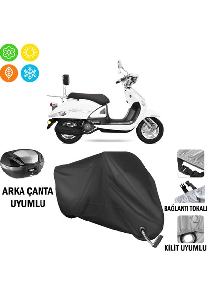 Yuki ZN-150T-E5 Legend Motosiklet Brandası Arka Çanta, Tokalı ve Kilit Uyumlu Siyah