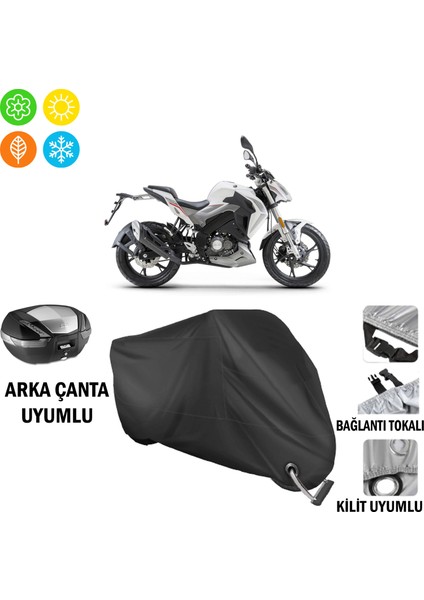 Rks 125-S Motosiklet Brandası Arka Çanta, Tokalı ve Kilit Uyumlu Siyah