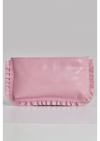 Frilly Deri Clutch Çanta