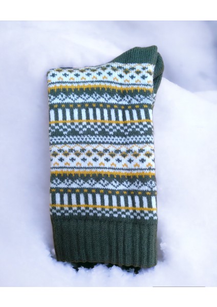 Iskandinav Tasarımlı Eksra Kalın Desenli Kışlık Yünlü Çorap fiyatları