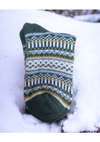 Iskandinav Tasarımlı Eksra Kalın Desenli Kışlık Yünlü Çorap modelleri