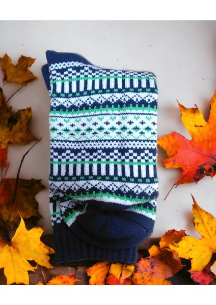 Iskandinav Tasarımlı Eksra Kalın Desenli Kışlık Yünlü Çorap fiyatları