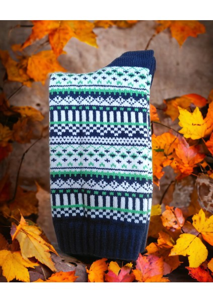 Iskandinav Tasarımlı Eksra Kalın Desenli Kışlık Yünlü Çorap modelleri
