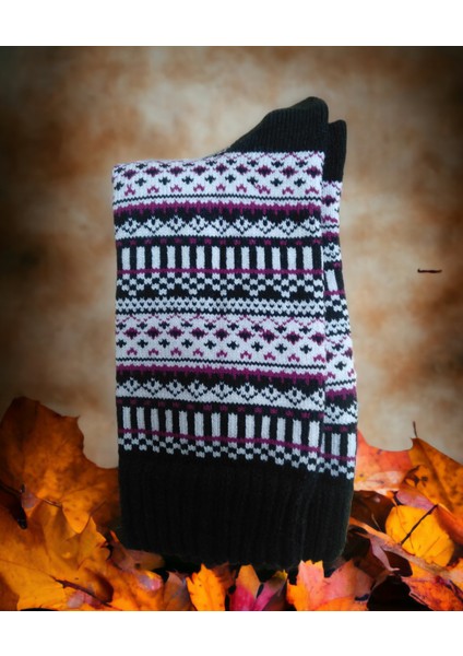 Iskandinav Tasarımlı Eksra Kalın Desenli Kışlık Yünlü Çorap fiyatları