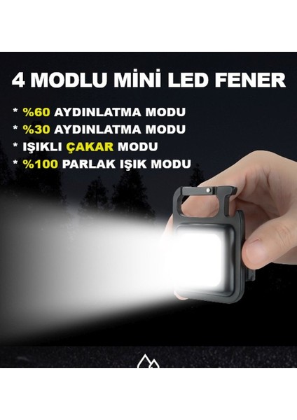 Drs Tuning LED Işıklı Flash Özellikli 4 Modlu Cob Anahtarlık El Feneri/ ANAH14