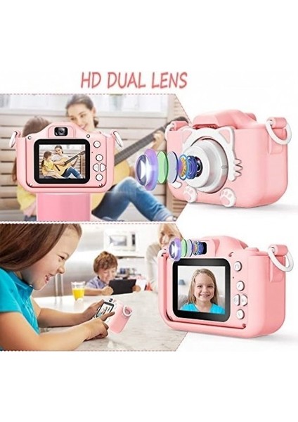 Çocuk Fotoğraf Makinesi 2inç Kılıflı Dijital Selfie Kamera + 32GB Hafıza Kartı fırsatları