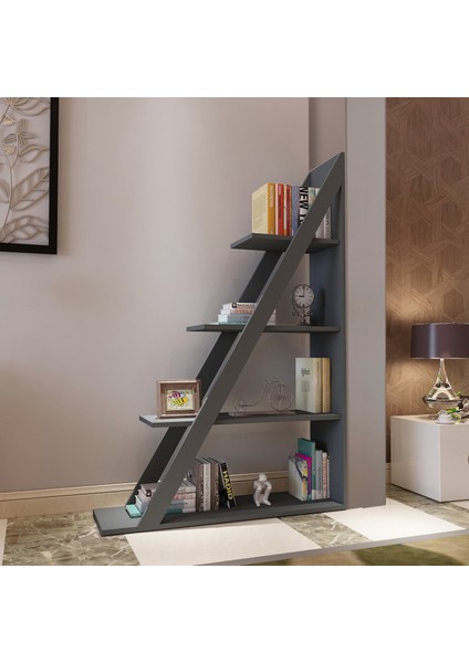 Arven 4 Raflı Modern Kitaplık, Antrasit - Arven