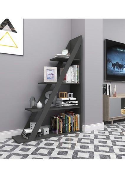 Arven 4 Raflı Modern Kitaplık, Antrasit - Arven fırsatları