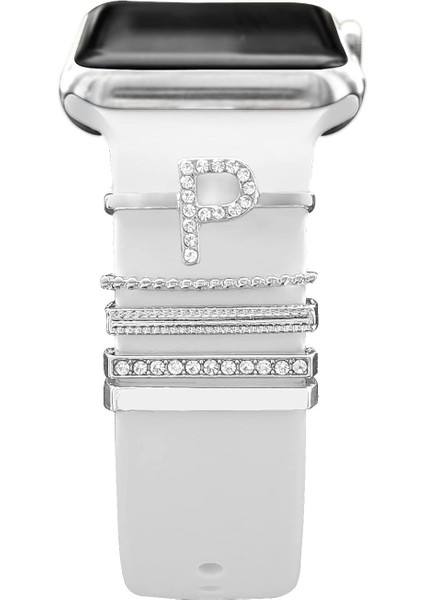 Apple Watch Uyumlu Harfli Charm Aksesuar Tüm Seriye Uyumlu Akıllı Saat Charm P