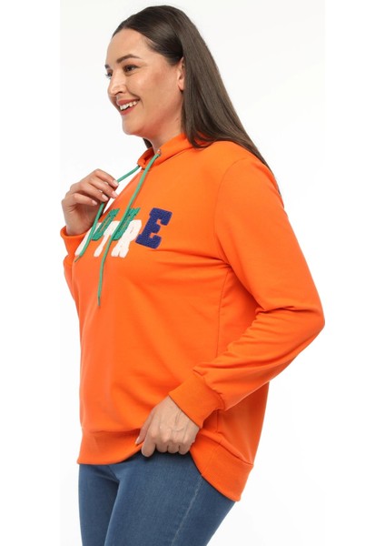 Kadın Büyük Beden Couture Yazılı Turuncu Sweatshirt fırsatları