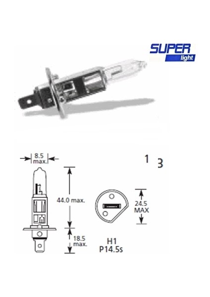 Super Light H1 Halojen Far Ampülü 12 Volt 60-55 Watt
