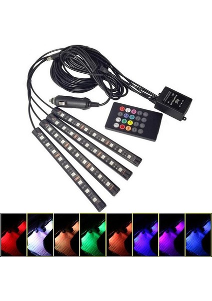 Ayak Altı Led Rgb Müziğe Duyarlı Kumandanlı 12 Led 22 Cm