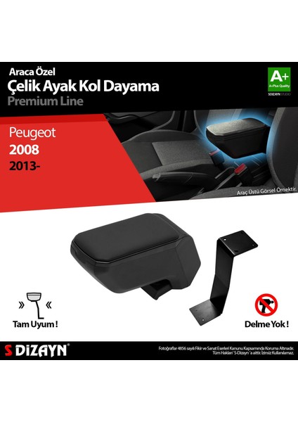 Peugeot 2008 Kol Dayama Kolçak Çelik Ayaklı Abs Siyah 2013 Üzeri A+Kalite