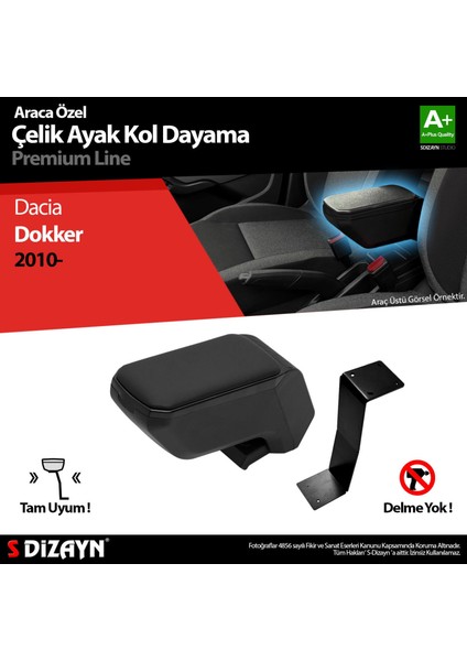 Dacia Dokker Kol Dayama Kolçak Çelik Ayaklı Abs Siyah 2010 Üzeri A+Kalite
