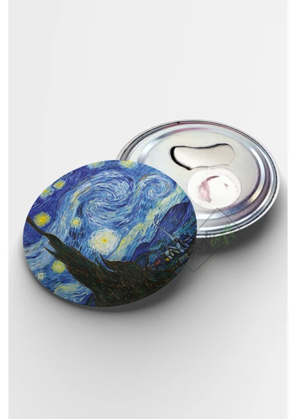 Atölye Çizgi Vincent Van Gogh Starry Night Magnet Açacak 58MM