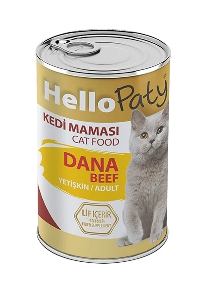 Hello Paty Yetişkin Dana Etlı Kedı Konserve Maması 12 Adet x 415 gr