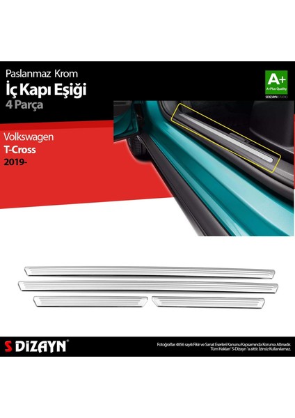 Volkswagen T-Cross Krom Iç Kapı Eşiği 4 Prç. 2019 Üzeri indirimleri