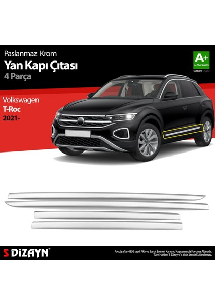 Volkswagen T-Roc Makyajlı Krom Yan Kapı Çıtası 4 Prç. 2021 Üzeri indirimleri