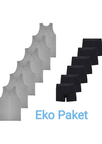 Erkek Çocuk Ikili Set Pamuklu Penye 6 Atlet 6 Boxer