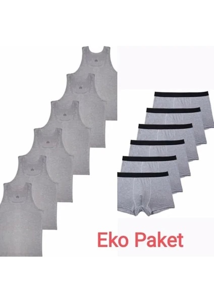 Erkek Çocuk Ikili Set Pamuklu Penye 6 Atlet 6 Boxer