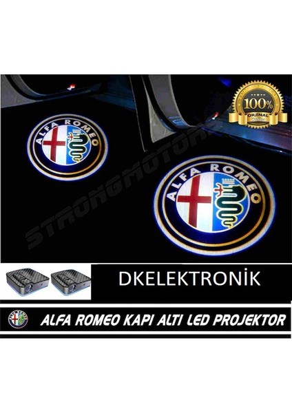 Dk Elektronik Alfa Romeo Pilli Yapıştırmalı Kapı Altı Led Hayalet Logo 2Adet